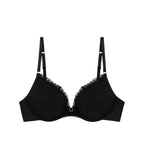 Triumph Aura Spotlight wired push-up bra in black product-only view, highlighting the padded cups and elegant lace detailing. Order Online Today