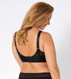 Triumph Azalea Florale Minimizer Bra with textured cups and supportive fit, model back view position 2 – Order Online at Blue Salon Qatar