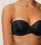 Triumph Body Make-Up Essentials Black multi-strap bra second model close-up view, highlighting the smooth cups and detachable strap system. Shop the latest Online