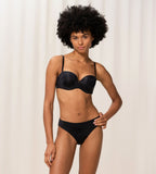 Triumph Body Make-Up Essentials Black multi-strap bra second model full front view, highlighting the smooth cups and detachable strap system. Shop the latest Online