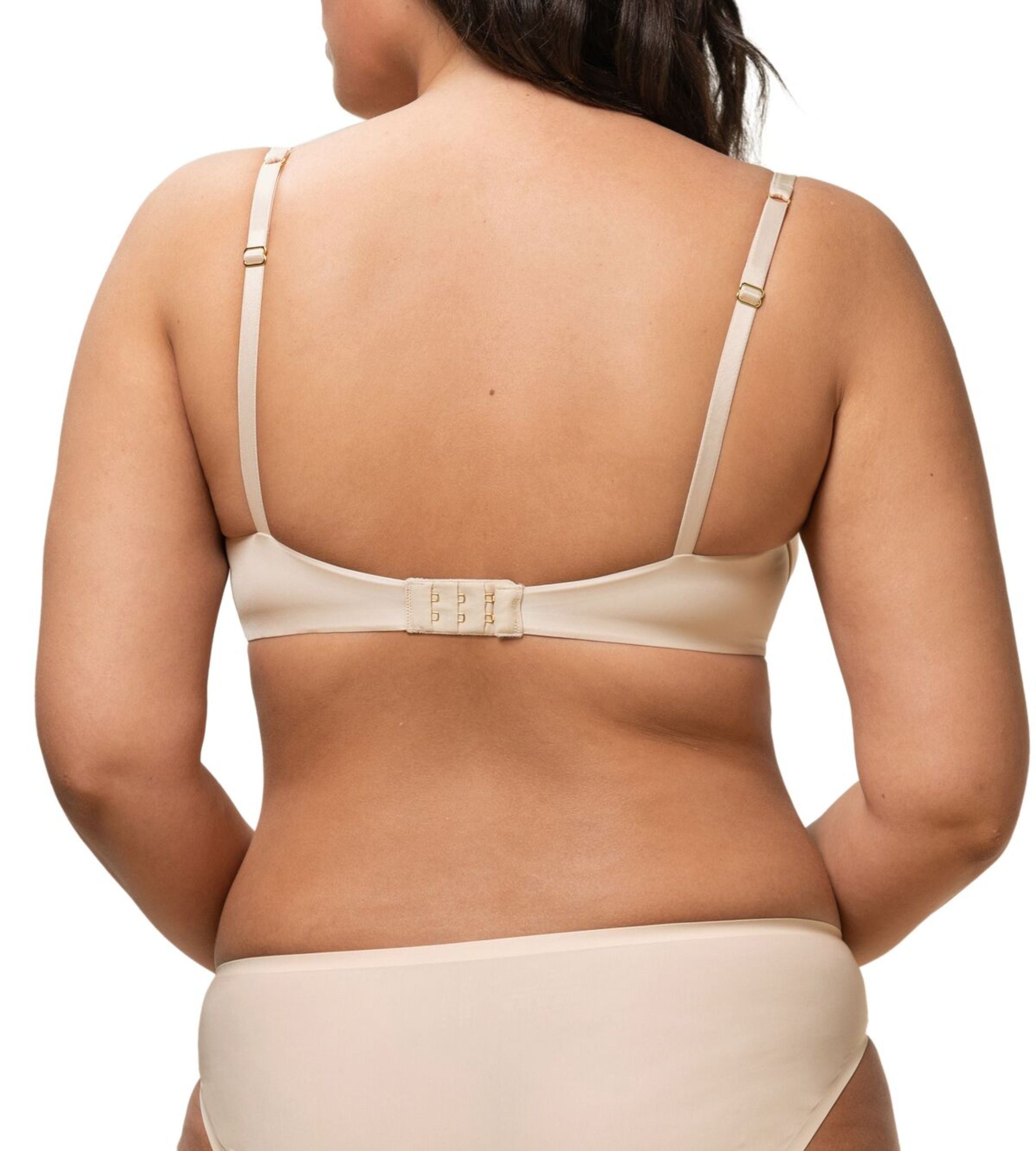 Triumph Body Make-Up Essentials nude beige push-up bra model back view, showing the adjustable straps. Now Available Online