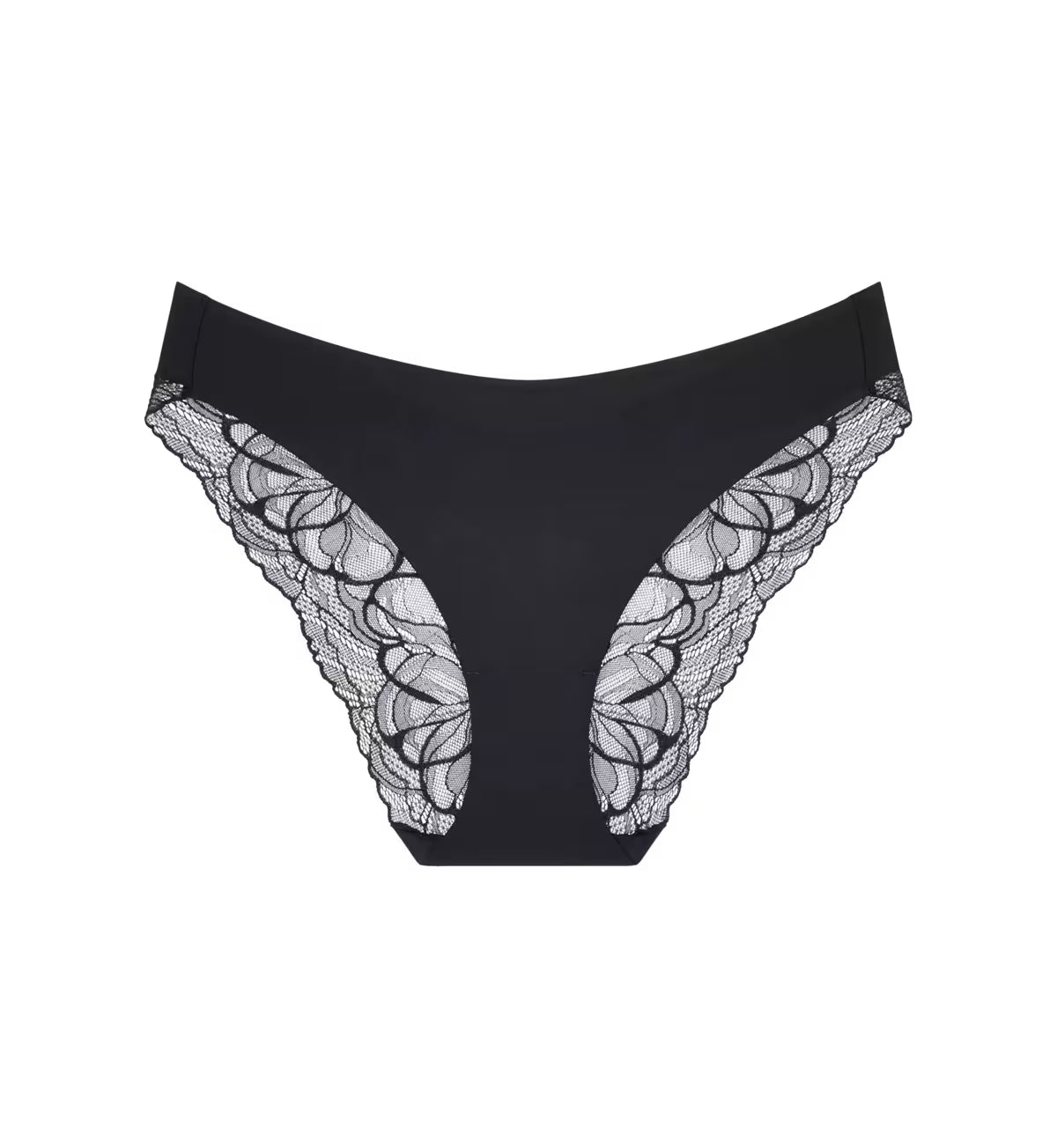 Triumph Body Make-Up Illusion Black lace tai panty product-only view, highlighting the high-cut leg and seamless lace finish. Available for Online Purchase
