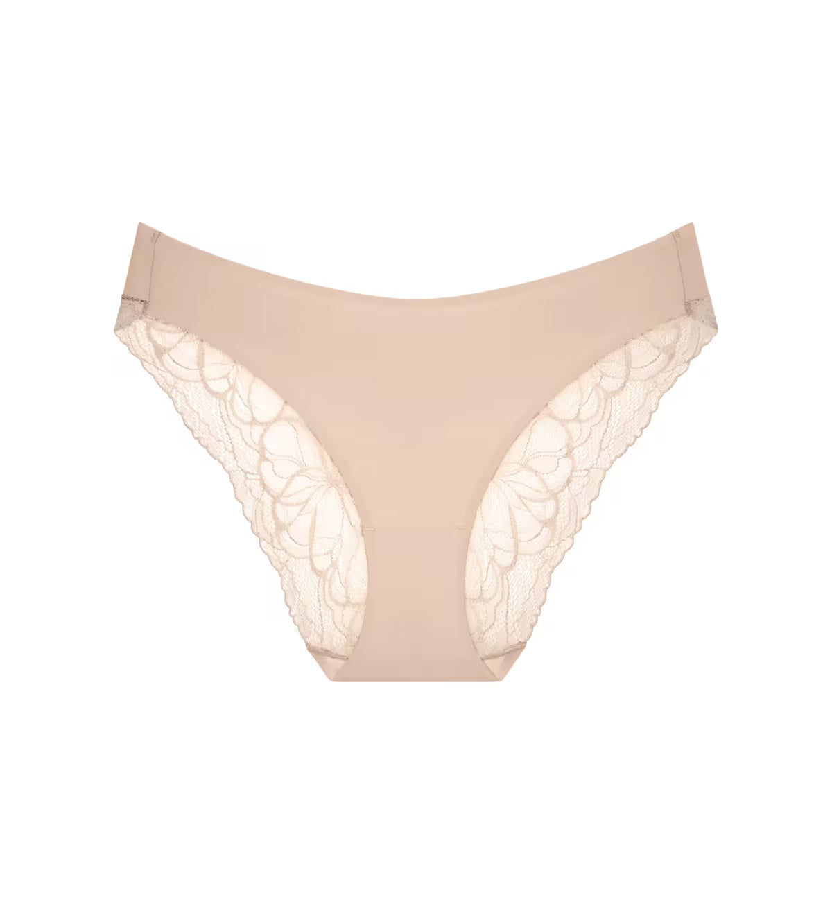 Triumph Body Make-Up Illusion lace nude beige tai panty product-only view, showing the seamless floral lace details. Shop Online Today