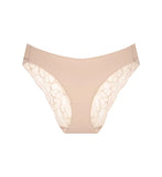 Triumph Body Make-Up Illusion lace nude beige tai panty product-only view, showing the seamless floral lace details. Shop Online Today