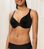 Triumph Body Make-Up Soft Touch black wired padded bra model front view, showing the smooth cups and comfortable strap design. Shop Online Today
