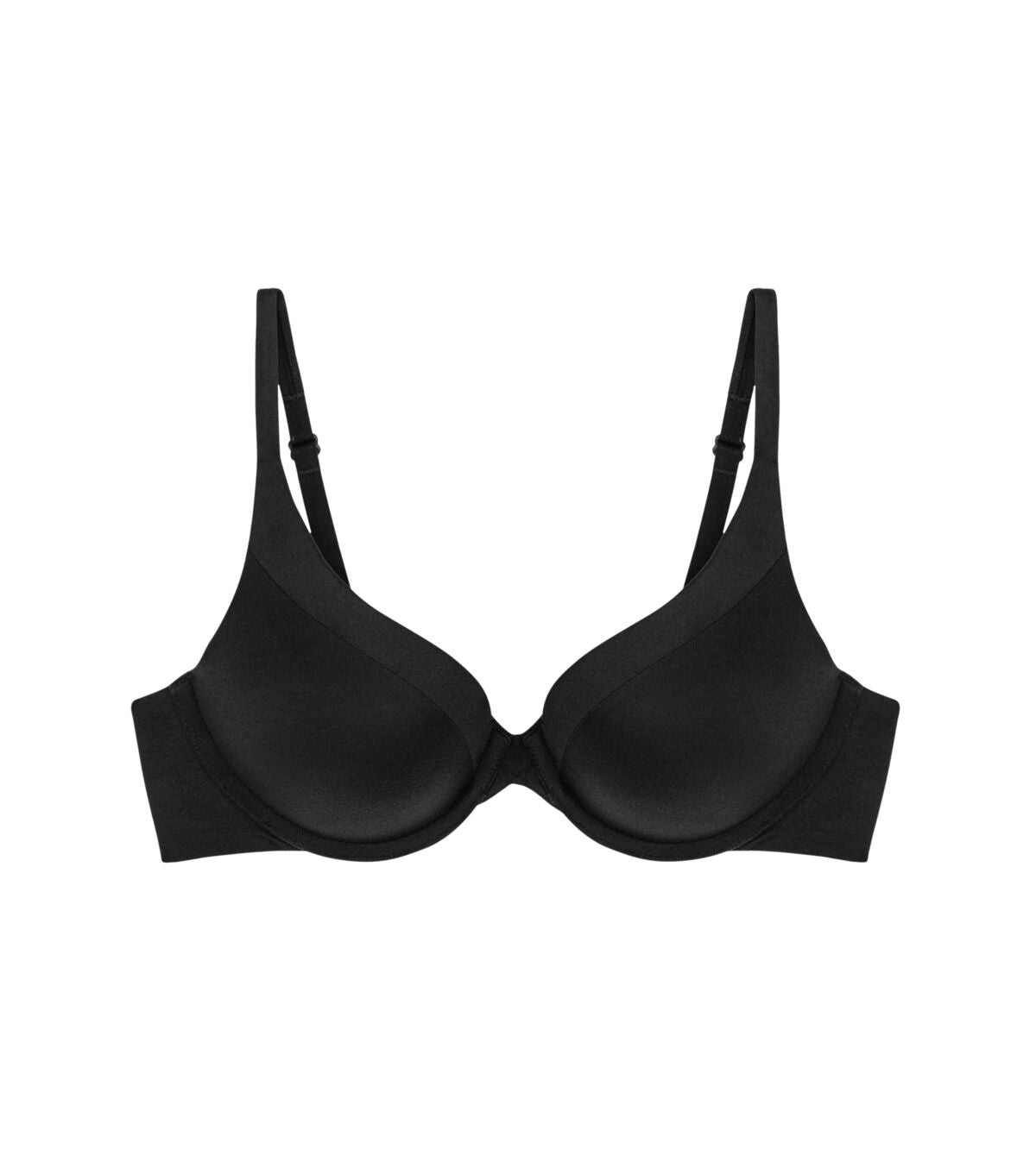 Triumph Body Make-Up Soft Touch black wired padded bra product-only view, showing the smooth cups and comfortable strap design. Shop Online Today