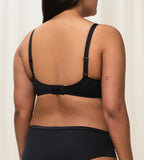 Triumph Body Make-Up Soft Touch black wired padded bra third model back view, showing the comfortable strap design. Shop Online Today
