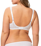 Triumph Comfort Minimizer White Bra back view showing adjustable straps and hook-and-eye closure - Shop Online at Blue Salon Qatar