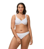 Triumph Comfort Minimizer White Bra full body front view position 2 demonstrating natural shaping and comfort - Shop Online at Blue Salon Qatar
