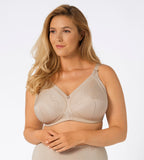 Triumph Doreen + Cotton Non-Wired Beige Bra, front view on model –  Order Online Today