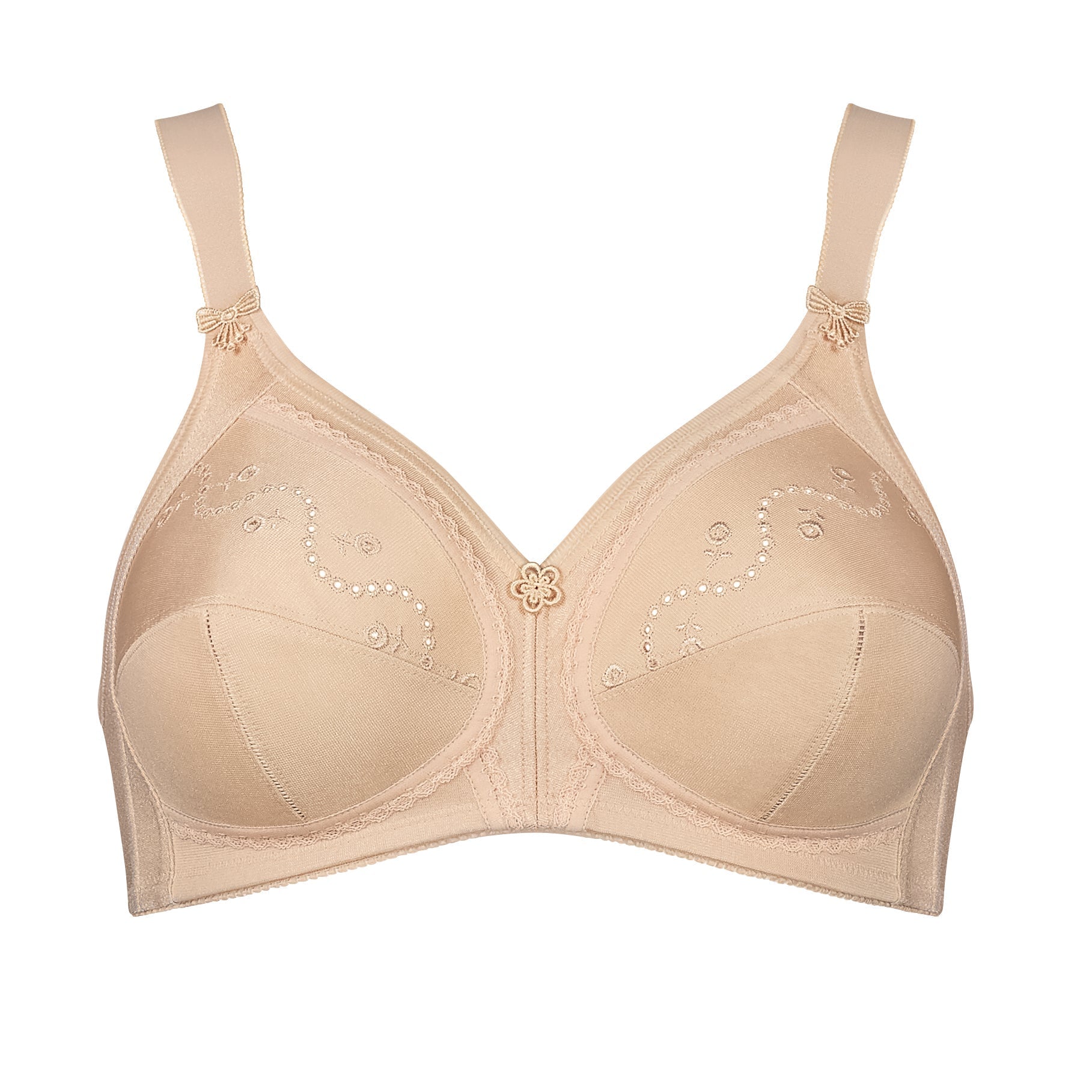 Triumph Doreen + Cotton Non-Wired Beige Bra, product-only front view – Order Online Today