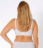 Triumph Doreen + Cotton Non-Wired White Bra model back view highlighting adjustable straps and supportive closure - Available Online