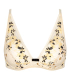 Triumph Electra Spotlight light beige wired padded bra product-only view, showcasing the multi-colored floral lace cups. Available Online at Blue Salon Qatar