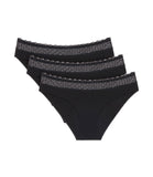 Triumph Feel Of Modal black tai panties product-only view, showcasing the high-cut leg and decorative lace waistband. Shop Now Online