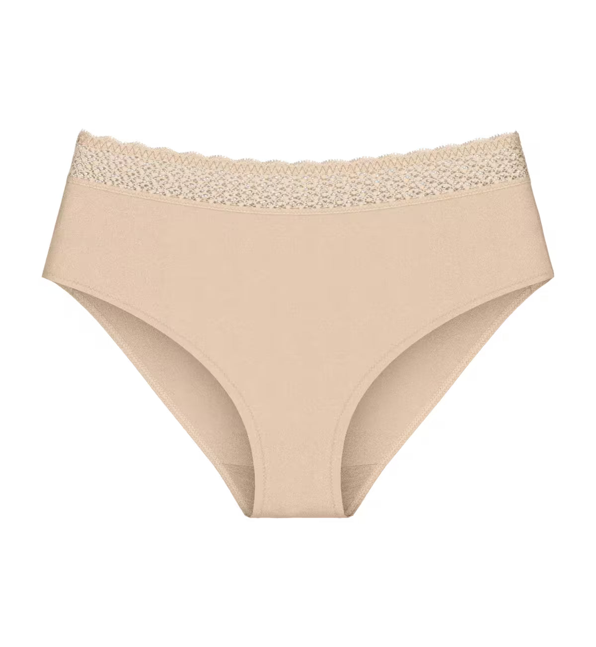 Triumph Feel Of Modal light beige midi panties product-only view, showing the silky fabric and a decorative lace waistband. Available Online