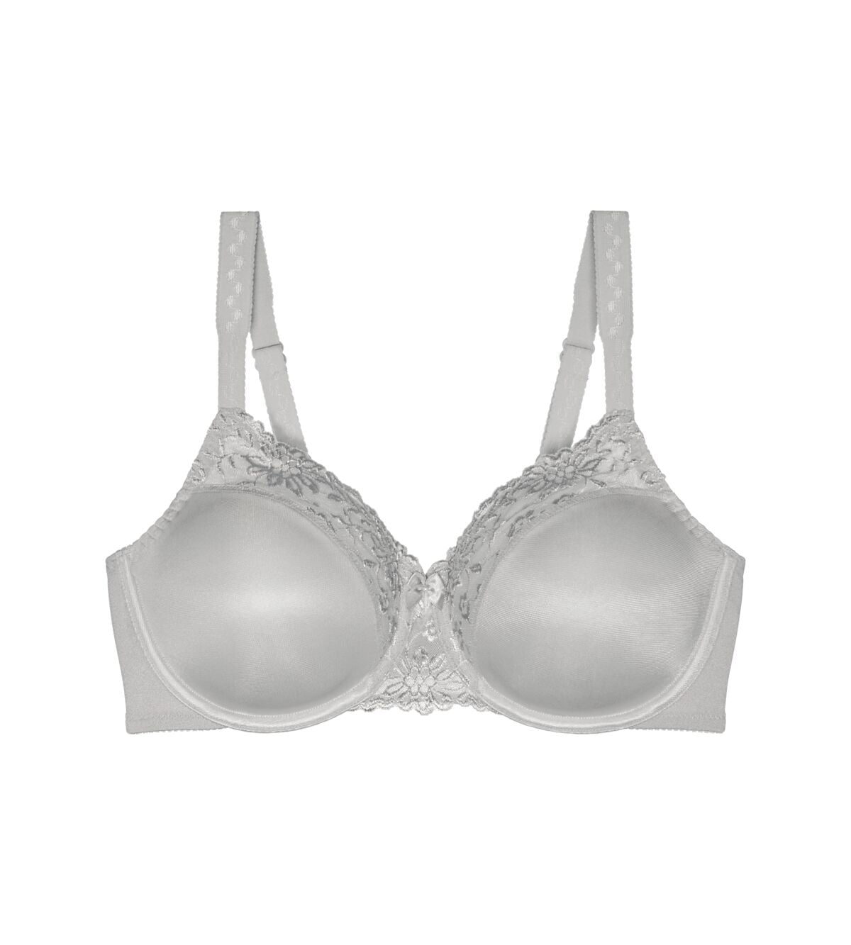Triumph Ladyform Soft Minimizer Platinum Bra product-only front view with smooth cups and lace detail – Shop Now Online