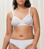Triumph Mamabel Comfort Non-Wired White Nursing Bra front view on model – Find Online Today at Blue Salon Qatar  
