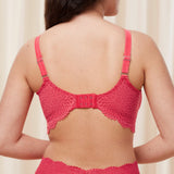 Triumph Summer Sensation deep pink minimizer bra second model back view, showing mesh details and adjustable straps. Available at Blue Salon Qatar.