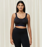 Triumph Triaction Cardio Cloud Black Sports Bra model full front view 2, now available online