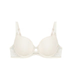 Triumph Wild Rose Sensation wired white padded bra product-only front view, with floral lace detailing - Order Online Today