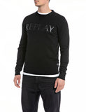 Replay Men's Sweater in Cotton and Cashmere with Print