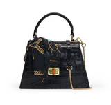Piumelli Women's Black Croc-Effect Leather Handbag