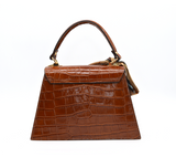 Piumelli Women's VIVA in Croc-Effect Leather Tobacco Handbag