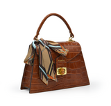 Piumelli Women's VIVA in Croc-Effect Leather Tobacco Handbag