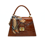 Piumelli Women's VIVA in Croc-Effect Leather Tobacco Handbag