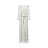 Velvety Couture Women's Cream Long  Dress