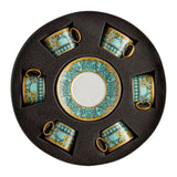 Versace Scala Palazzo Verde Set 6 Cup and Saucer 4 Low