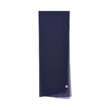 View of the scarf of the Nero women's fur-trimmed luxury abaya in Navy Blue with ribbed fur trim. Shop the Latest Online.