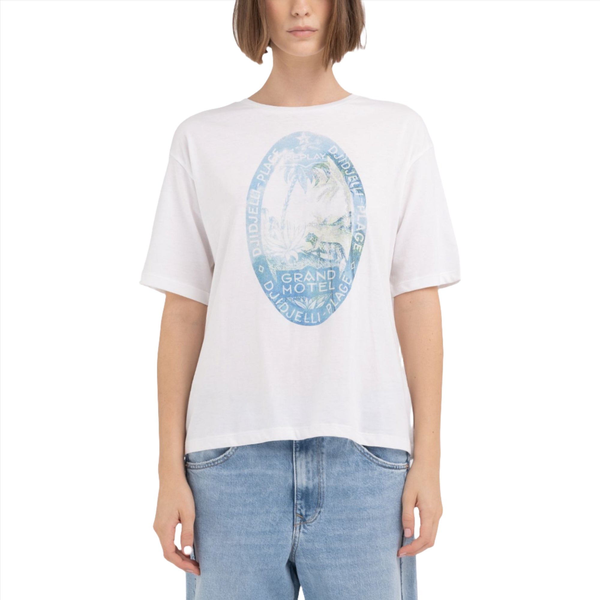 Replay Women's Boxy fit t-shirt with print | Clothing | GCC | Shirts & T-Shirts | Spring Festival | Women | Women All Clothing | Womens | Womens Fashion Replay Women's Boxy fit t-shirt with print | Clothing | GCC | Shirts & T-Shirts | Spring Festival | Women | Women All Clothing | Womens | Womens Fashion