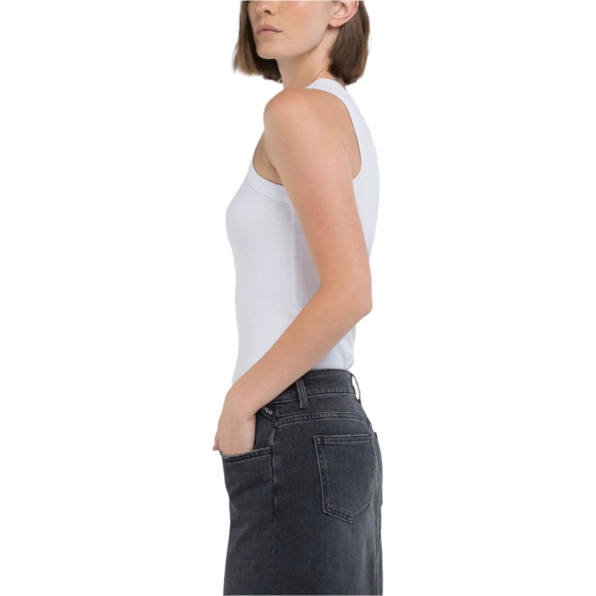 Replay Women's Fine Rin Slim Fit Top With Rivet | Clothing | GCC | Winter 2024 | Women | Women All Clothing | Women All Clothing Tops | Womens | Womens Fashion Replay Women's Fine Rin Slim Fit Top With Rivet | Clothing | GCC | Winter 2024 | Women | Women All Clothing | Women All Clothing Tops | Womens | Womens Fashion