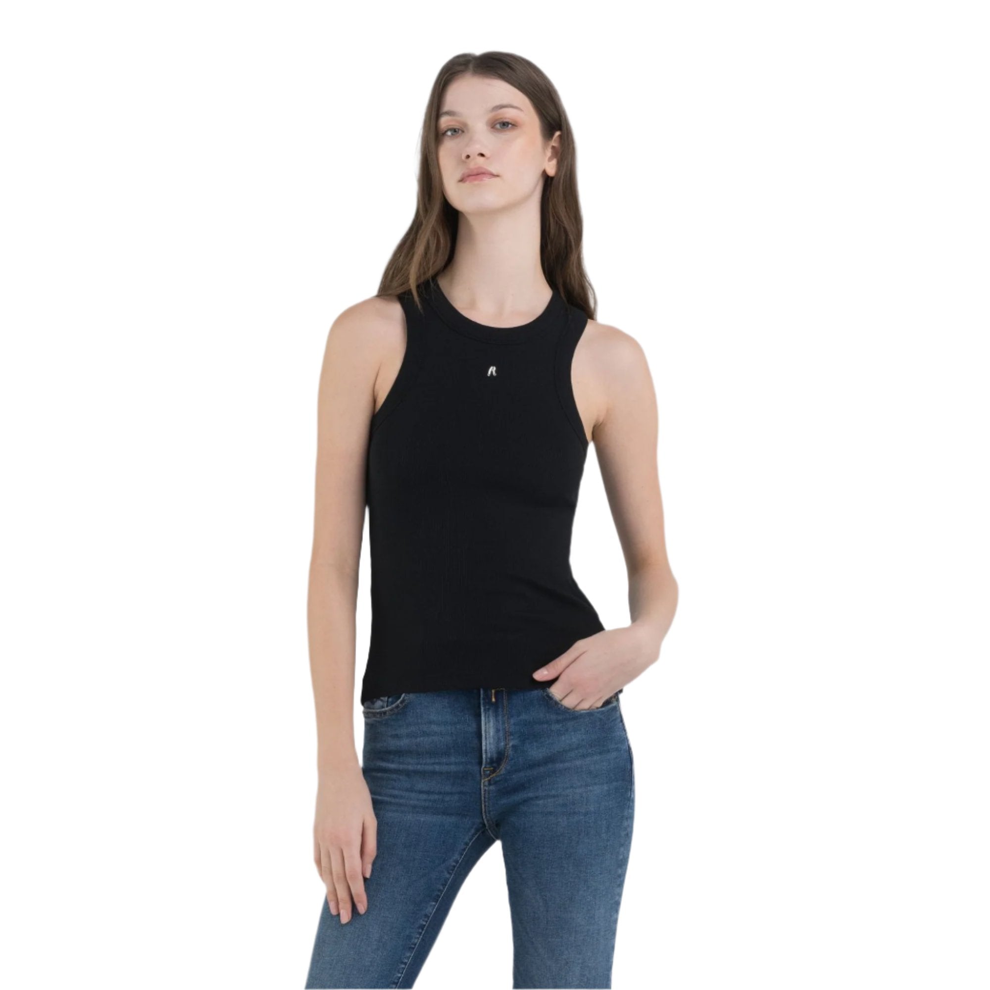 Replay Women's Fine Rin Slim Fit Top With Rivet | Clothing | GCC | Winter 2024 | Women | Women All Clothing | Women All Clothing Tops | Womens | Womens Fashion Replay Women's Fine Rin Slim Fit Top With Rivet | Clothing | GCC | Winter 2024 | Women | Women All Clothing | Women All Clothing Tops | Womens | Womens Fashion
