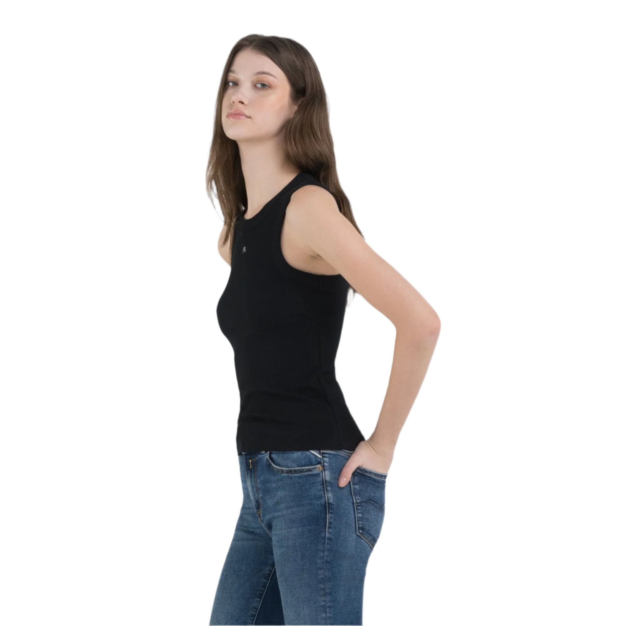 Replay Women's Fine Rin Slim Fit Top With Rivet | Clothing | GCC | Winter 2024 | Women | Women All Clothing | Women All Clothing Tops | Womens | Womens Fashion Replay Women's Fine Rin Slim Fit Top With Rivet | Clothing | GCC | Winter 2024 | Women | Women All Clothing | Women All Clothing Tops | Womens | Womens Fashion