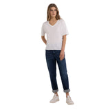 Replay Women's V-neck T-shirt in Stretch Linen