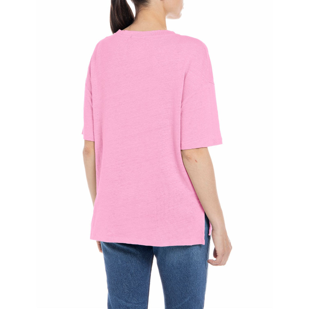Replay Women's V-neck T-shirt in Stretch Linen | Clothing | GCC | Women | Women All Clothing | Women T-Shirts | Womens | Womens Fashion Replay Women's V-neck T-shirt in Stretch Linen | Clothing | GCC | Women | Women All Clothing | Women T-Shirts | Womens | Womens Fashion