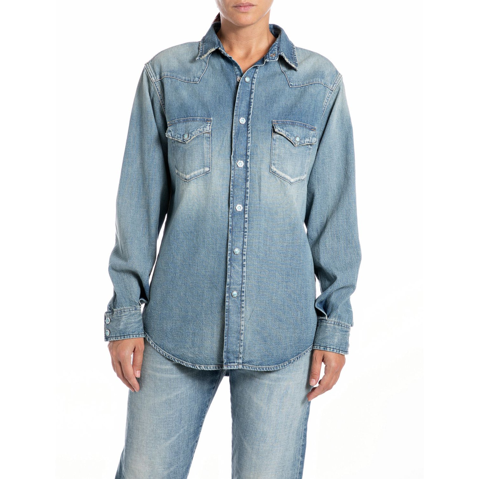 Replay Women's Atelier Jeans Shirt – Blue Salon - Main Image