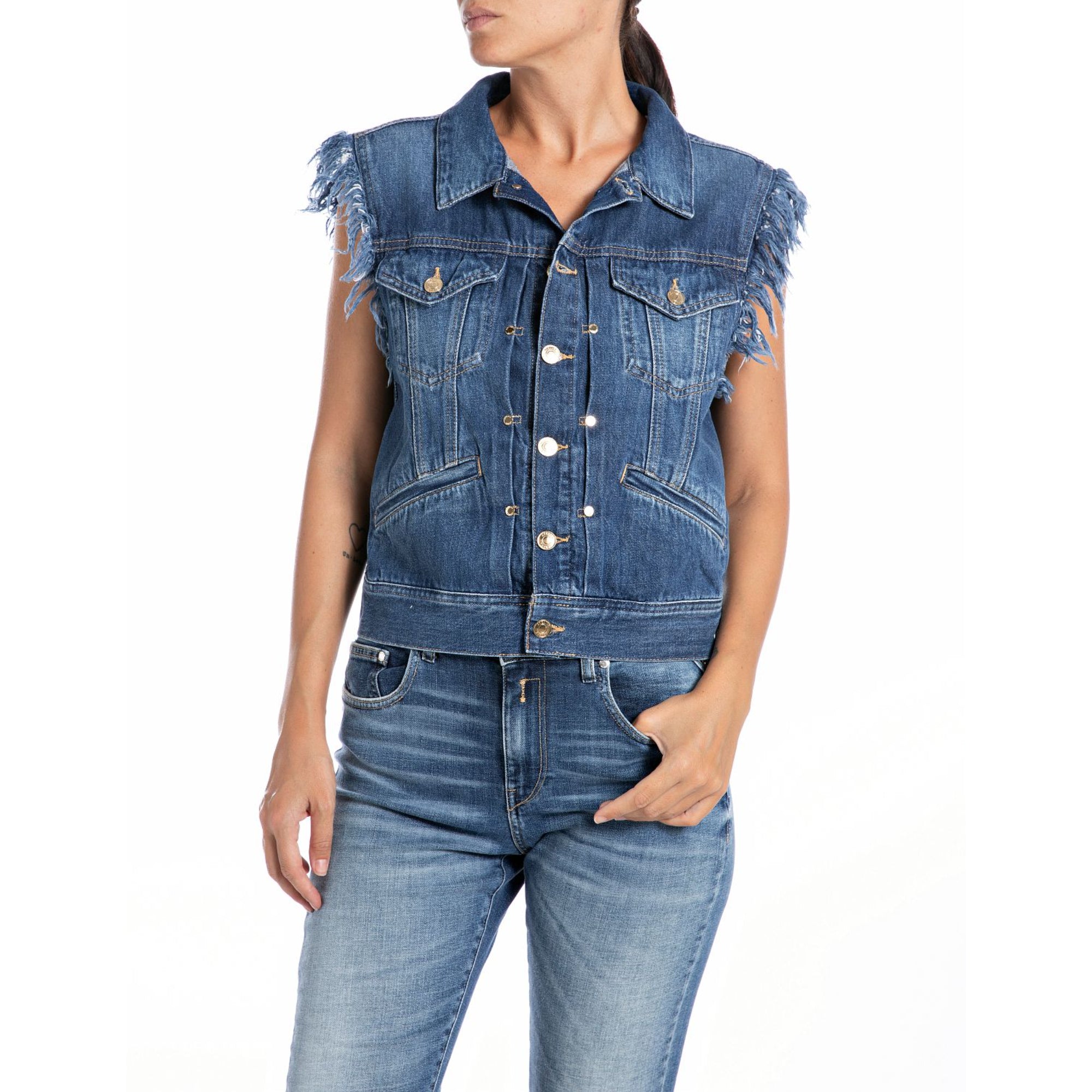 Replay Women's Atelier Replay fringed vest in Denim | Clothing | GCC | Women | Women All Clothing | Women All Clothing Denim | Womens | Womens Fashion Replay Women's Atelier Replay fringed vest in Denim | Clothing | GCC | Women | Women All Clothing | Women All Clothing Denim | Womens | Womens Fashion