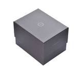 Gray gift box with a brand logo on a white background.