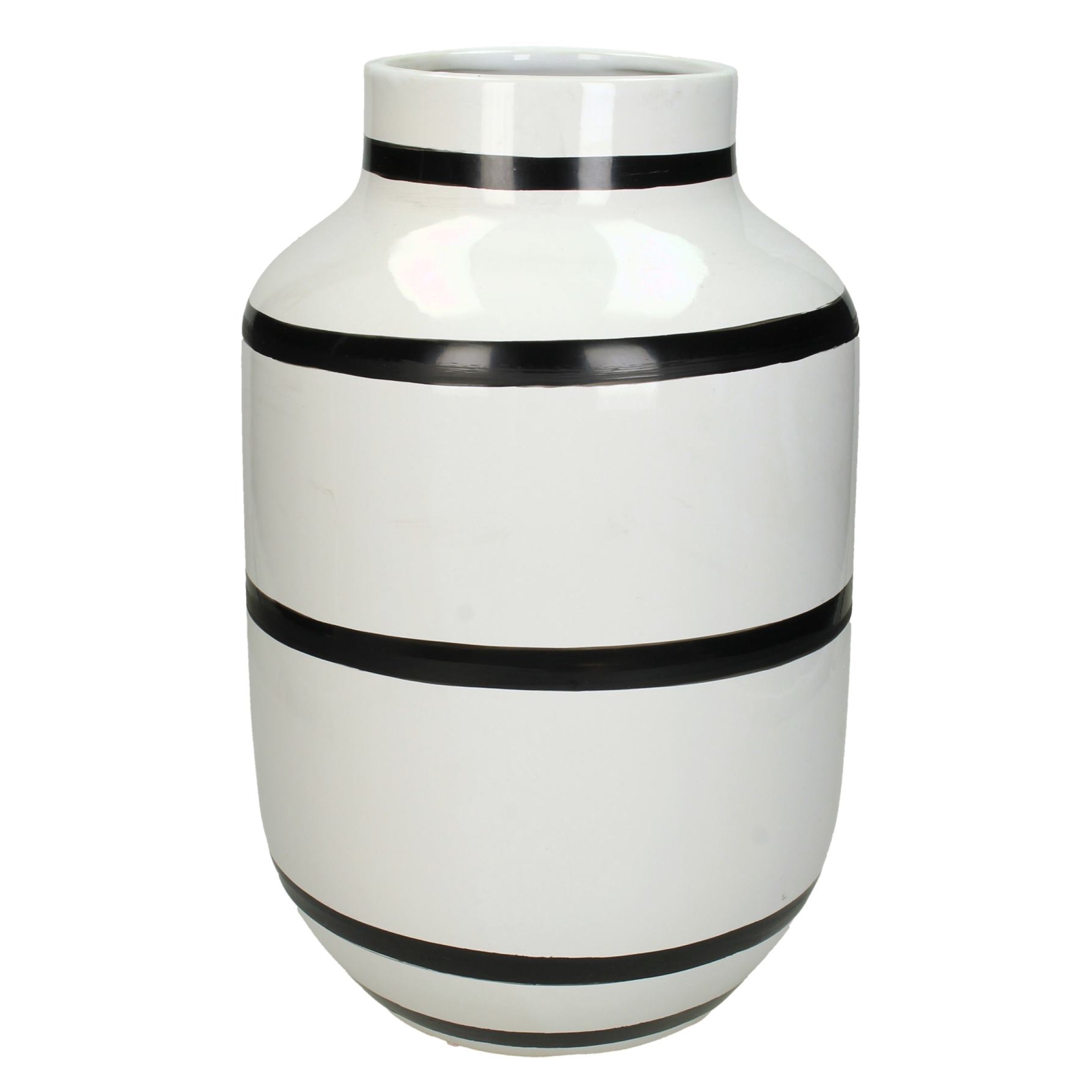Kersten Vase Stripes Fine Earthenware White, Size: 19.5x19.5x30.5 Cm | Home Décor | Spring Festival | Vase Kersten Vase Stripes Fine Earthenware White, Size: 19.5x19.5x30.5 Cm | Home Décor | Spring Festival | Vase