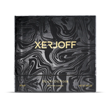 The extra-large luxury packaging for the 750g Xerjoff Blanc De Noir candle, featuring a substantial square box with a white and grey marble design and gold foil branding.