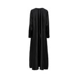 Back view of the black inner dress showing the sleek, floor-length silhouette and high-quality finish.