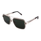 Zilli Men's Brushed Silver Lenses Green Sunglasses