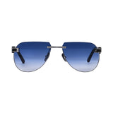 Zilli Men's Shiny Silver Lenses Gradient Blue Sunglasses