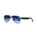 Zilli Men's Shiny Silver Lenses Gradient Blue Sunglasses