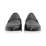 Zilli Gents Dark Brown Pebbled Leather Loafers with White Sole