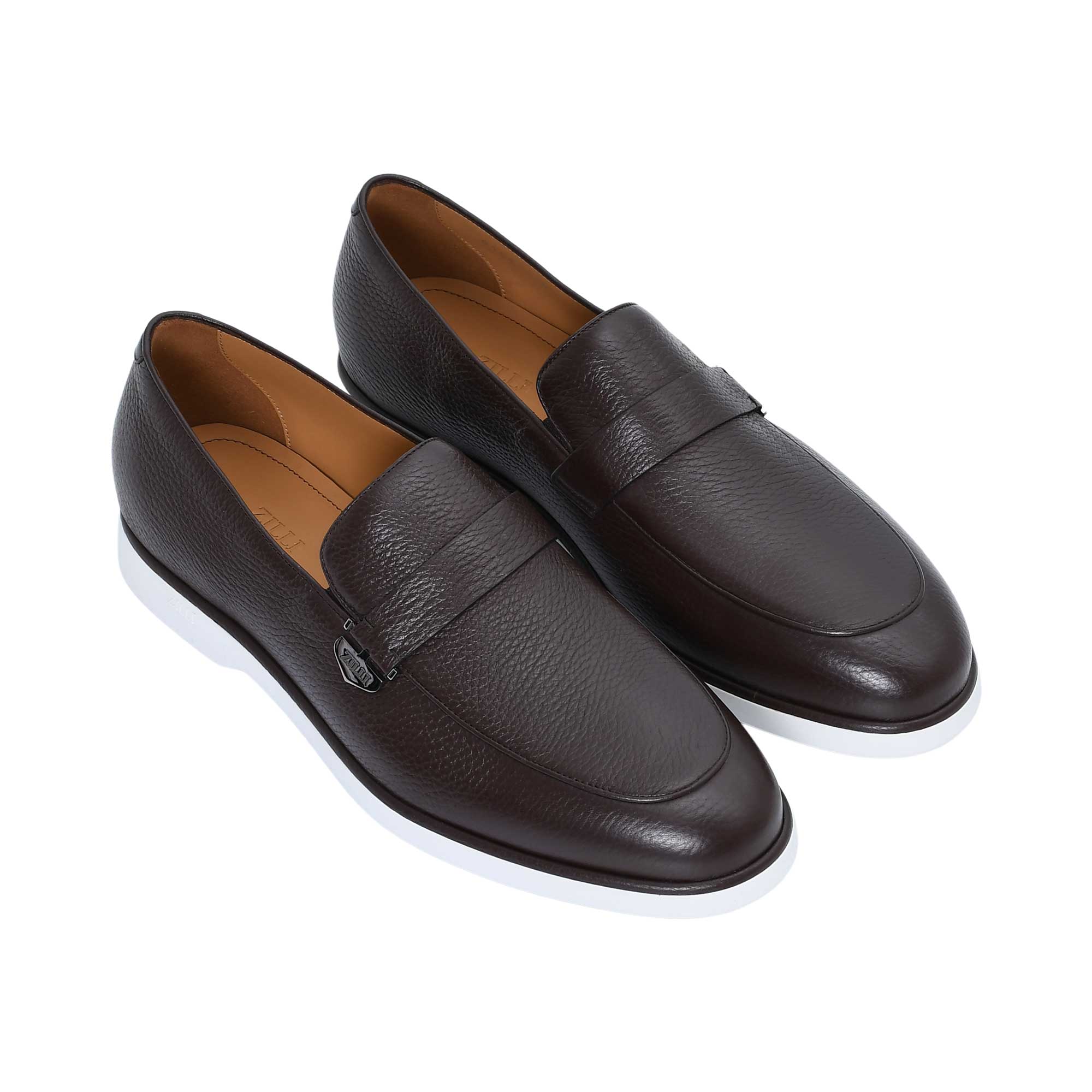 Zilli Gents Dark Brown Pebbled Leather Loafers with White Sole | All Shoes | Loafer | Loafers | Men | Mens | ZLI202 H0148AM1968VZTP01N03A Zilli Gents Dark Brown Pebbled Leather Loafers with White Sole | All Shoes | Loafer | Loafers | Men | Mens | ZLI202 H0148AM1968VZTP01N03A