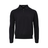 Zilli Men's Black Wool Half-Zip Polo Sweater